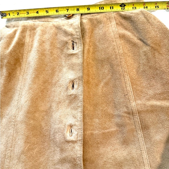 🎈Vintagee 100% heavy suede midi skirt button down front - Picture 4 of 5